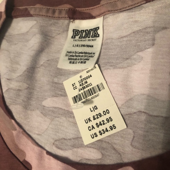 Pink/Victoria’s Secret Camo T-shirt (LG) - Picture 2 of 2